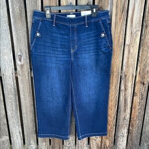 Croft & Barrow Large Wide Leg Blue Ankle Cropped Jeans Mid Rise Nwt New Pull On